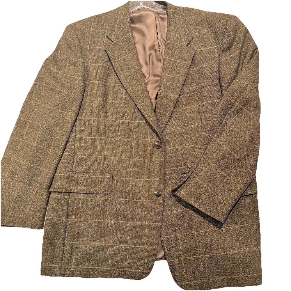 Vintage HART SHAFFNER MARX Made USA Mens Blazer 42S WOOL Plaid Sport Coat Jacket
